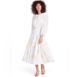 Alexis White Eyelet Long Sleeve Belted Dress